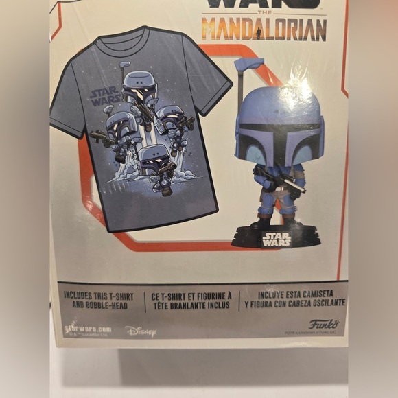 Funko Pop Death Watch Mandalorian Unisex Tee Large & Vinyl Figure Star War NEW - Picture 2 of 4